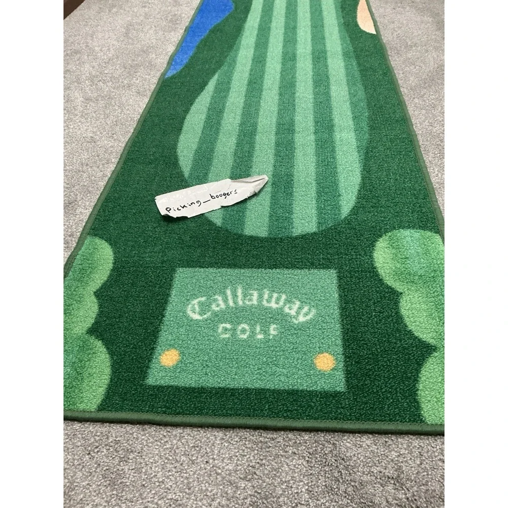 Callaway Golf branded putting mat, detailed fairway design with a putting green